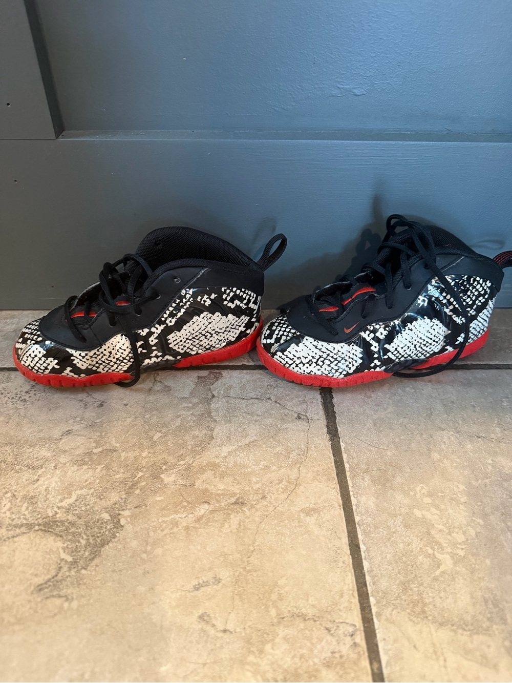 Nike Little Foamposite Albino Snakeskin Shoes